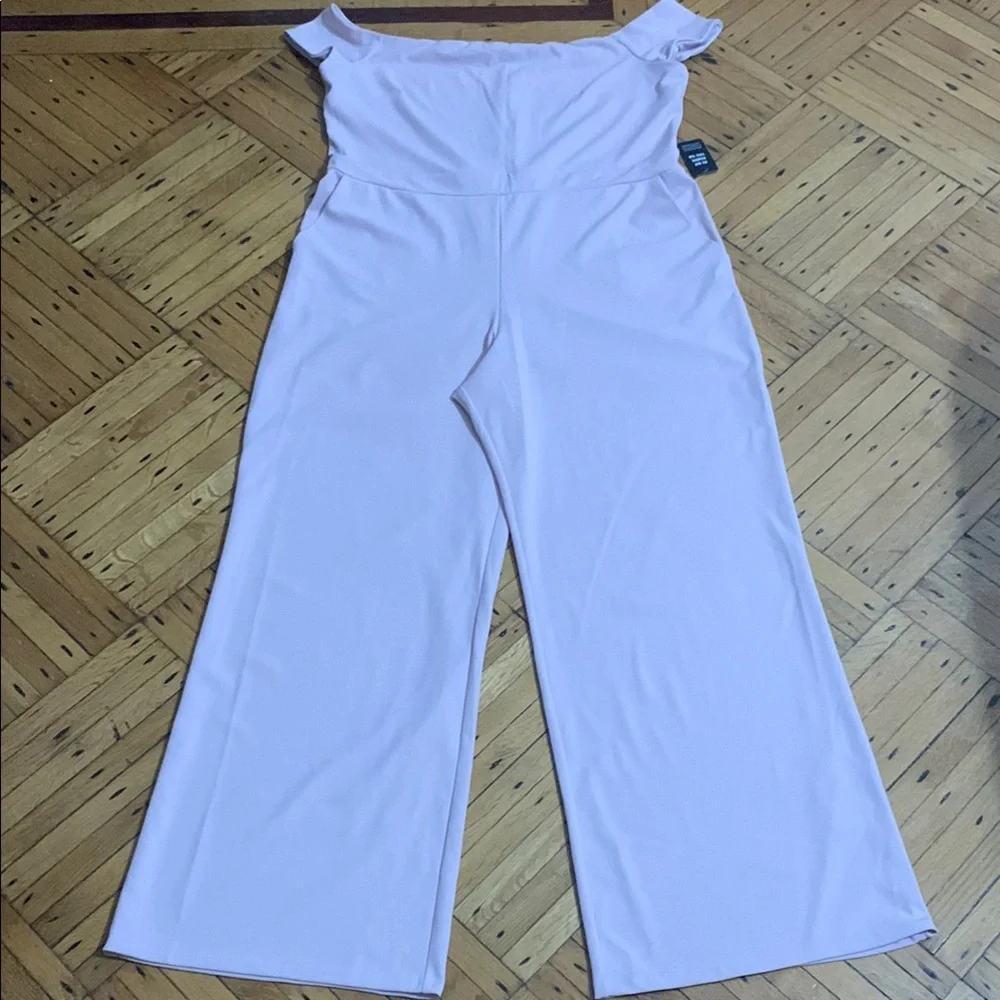 Express Blush Pink Jumpsuit with Tailored Silhouette and Wide-Leg Design - Picture 4 of 7